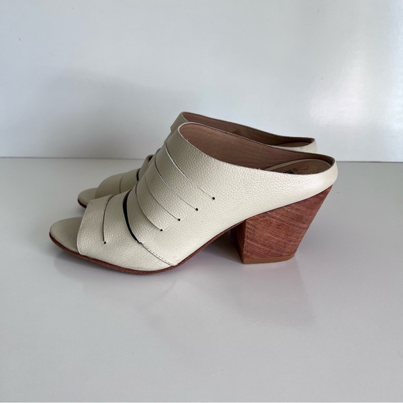 FORTRESS OF INCA Gaby Ivory Leather Mules Heels Sandals - Picture 4 of 8